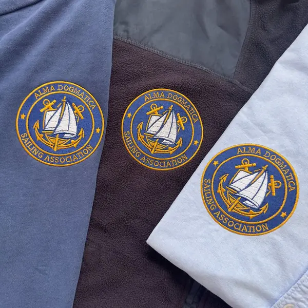 Embroidered emblem for Alma Dogmatica Sailing Association