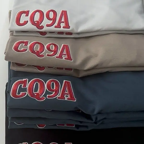 T-shirts embroidered in several colours for local brand CQ9A